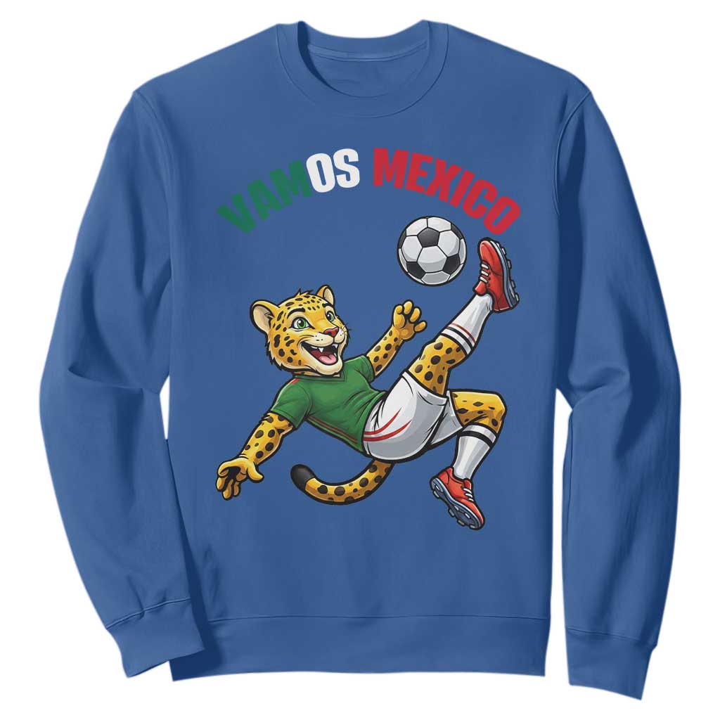Vamos Mexico Fierce Leopard Soccer 2026 Sweatshirt Mexican Fan Gift TS12 Royal Blue Print Your Wear