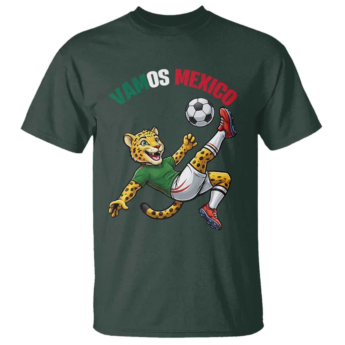 Vamos Mexico Fierce Leopard Soccer 2026 T Shirt Mexican Fan Gift TS12 Dark Forest Green Print Your Wear