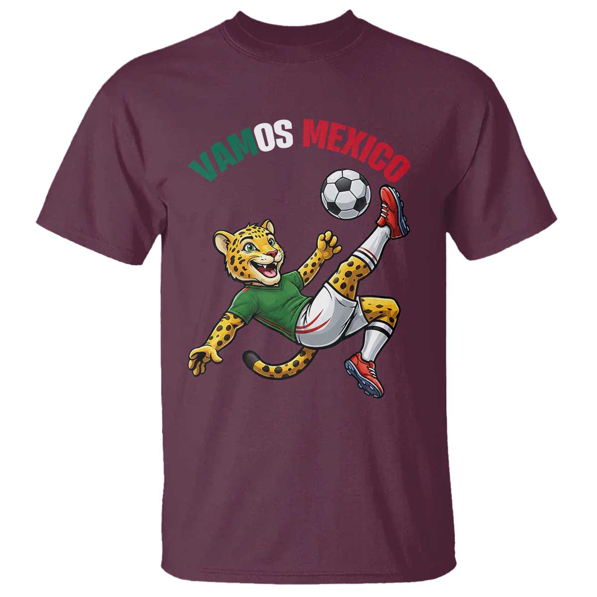 Vamos Mexico Fierce Leopard Soccer 2026 T Shirt Mexican Fan Gift TS12 Maroon Print Your Wear