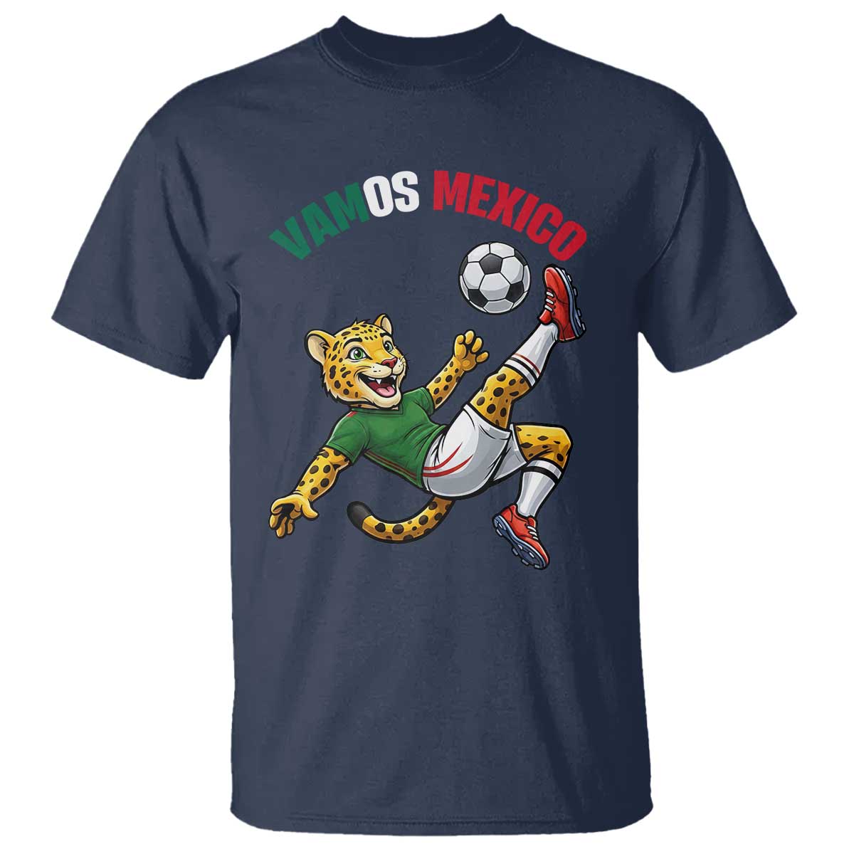 Vamos Mexico Fierce Leopard Soccer 2026 T Shirt Mexican Fan Gift TS12 Navy Print Your Wear