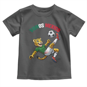 Vamos Mexico Fierce Leopard Soccer 2026 Toddler T Shirt Mexican Fan Gift TS12 Dark Heather Print Your Wear