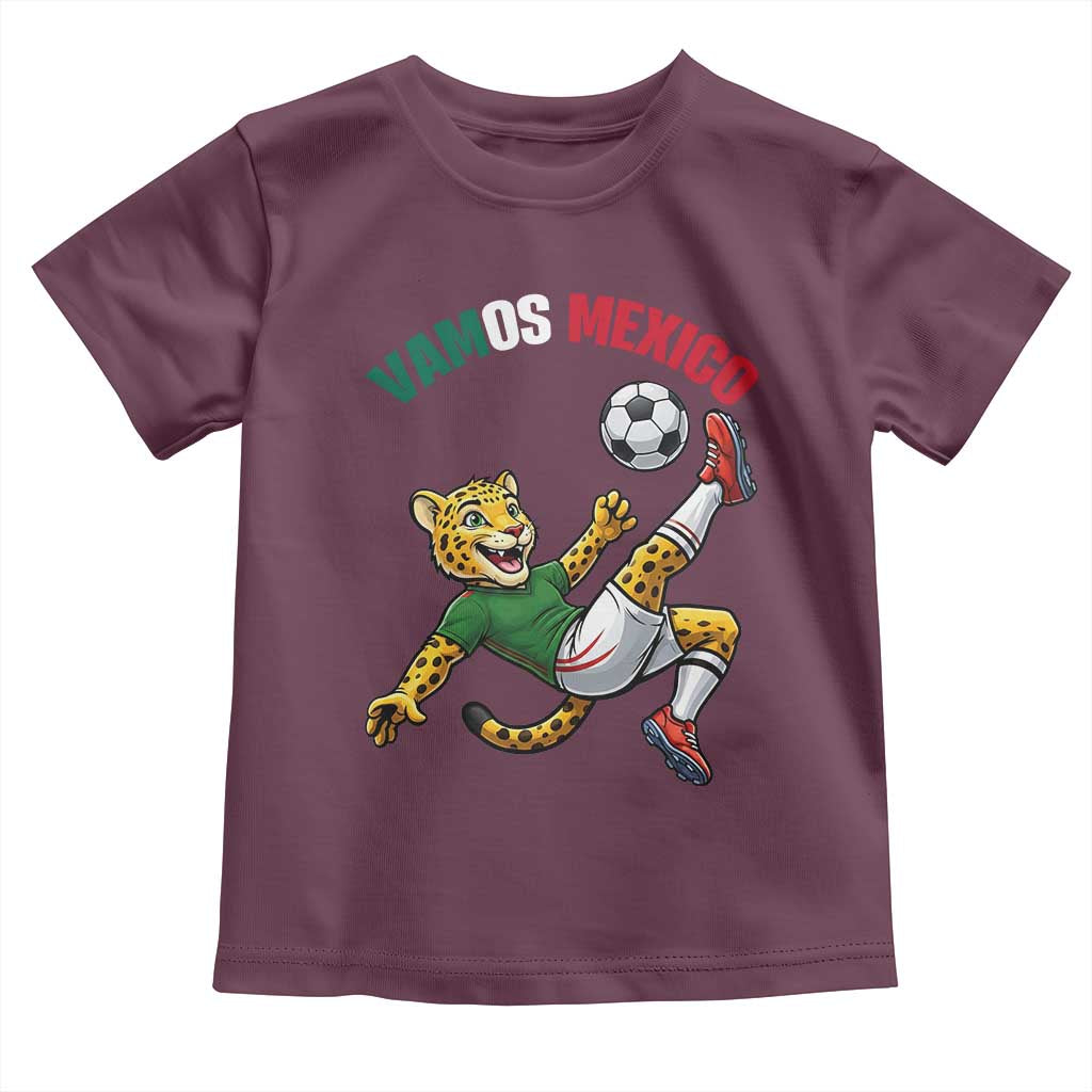 Vamos Mexico Fierce Leopard Soccer 2026 Toddler T Shirt Mexican Fan Gift TS12 Maroon Print Your Wear