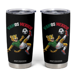 Vamos Mexico Fierce Leopard Soccer 2026 Tumbler Cup Mexican Fan Gift TS12 Black Print Your Wear
