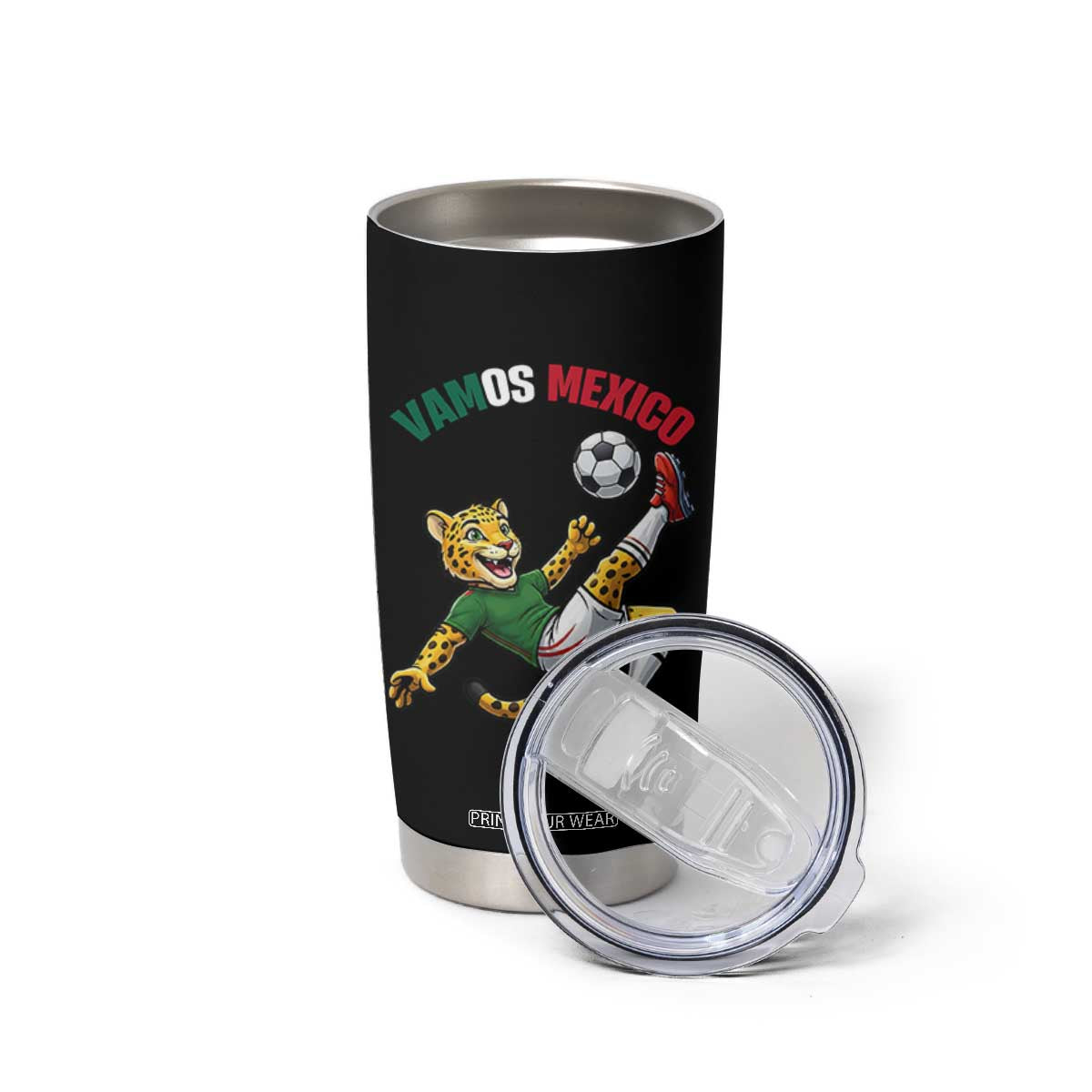 Vamos Mexico Fierce Leopard Soccer 2026 Tumbler Cup Mexican Fan Gift TS12 Print Your Wear