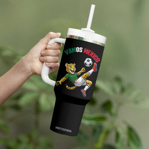 Vamos Mexico Fierce Leopard Soccer 2026 Tumbler With Handle Mexican Fan Gift TS12 Print Your Wear