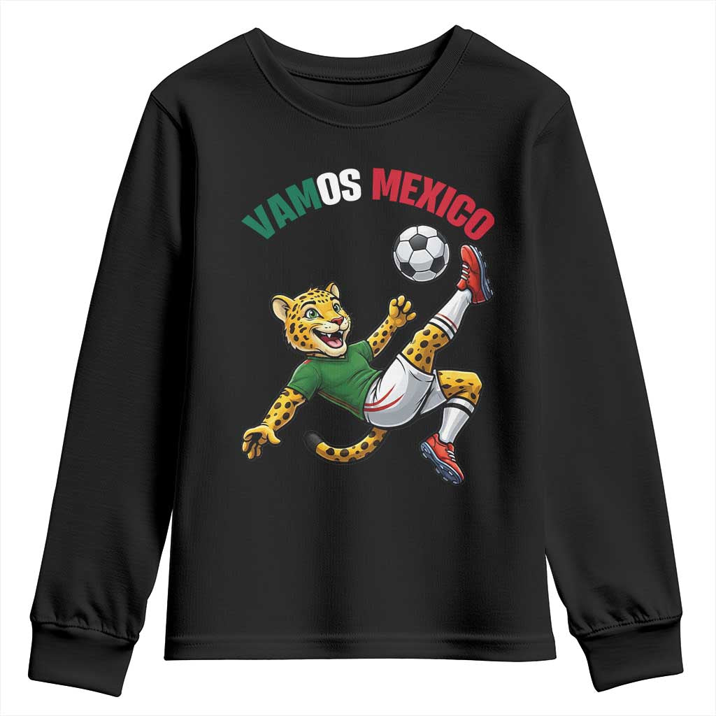 Vamos Mexico Fierce Leopard Soccer 2026 Youth Sweatshirt Mexican Fan Gift TS12 Black Print Your Wear