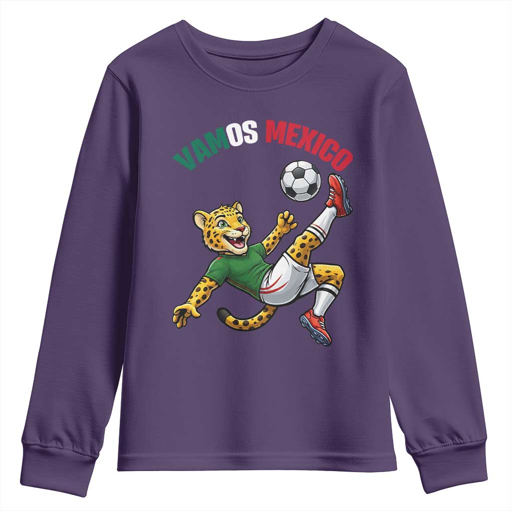 Vamos Mexico Fierce Leopard Soccer 2026 Youth Sweatshirt Mexican Fan Gift TS12 Purple Print Your Wear
