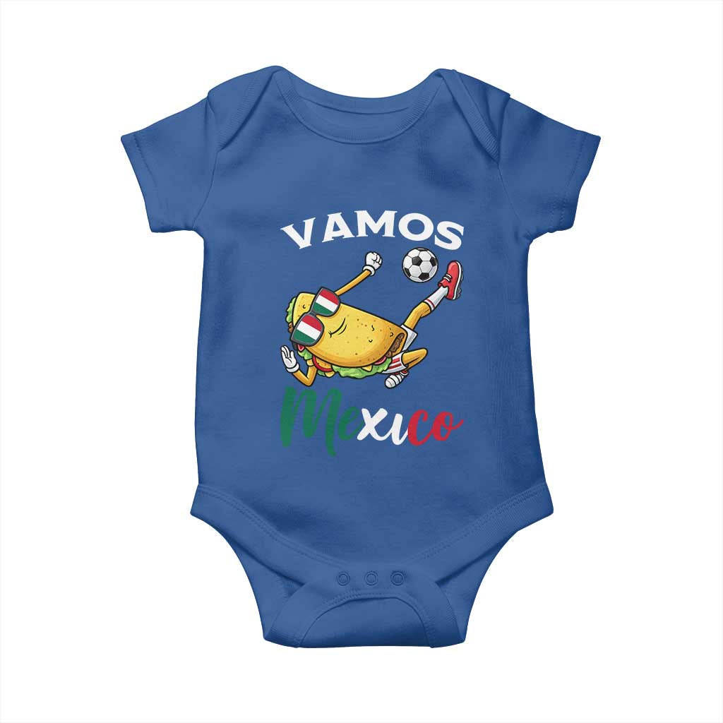 Vamos Mexico Taco Playing Soccer Baby Onesie Mexican Fan Gift TS12 Royal Blue Print Your Wear