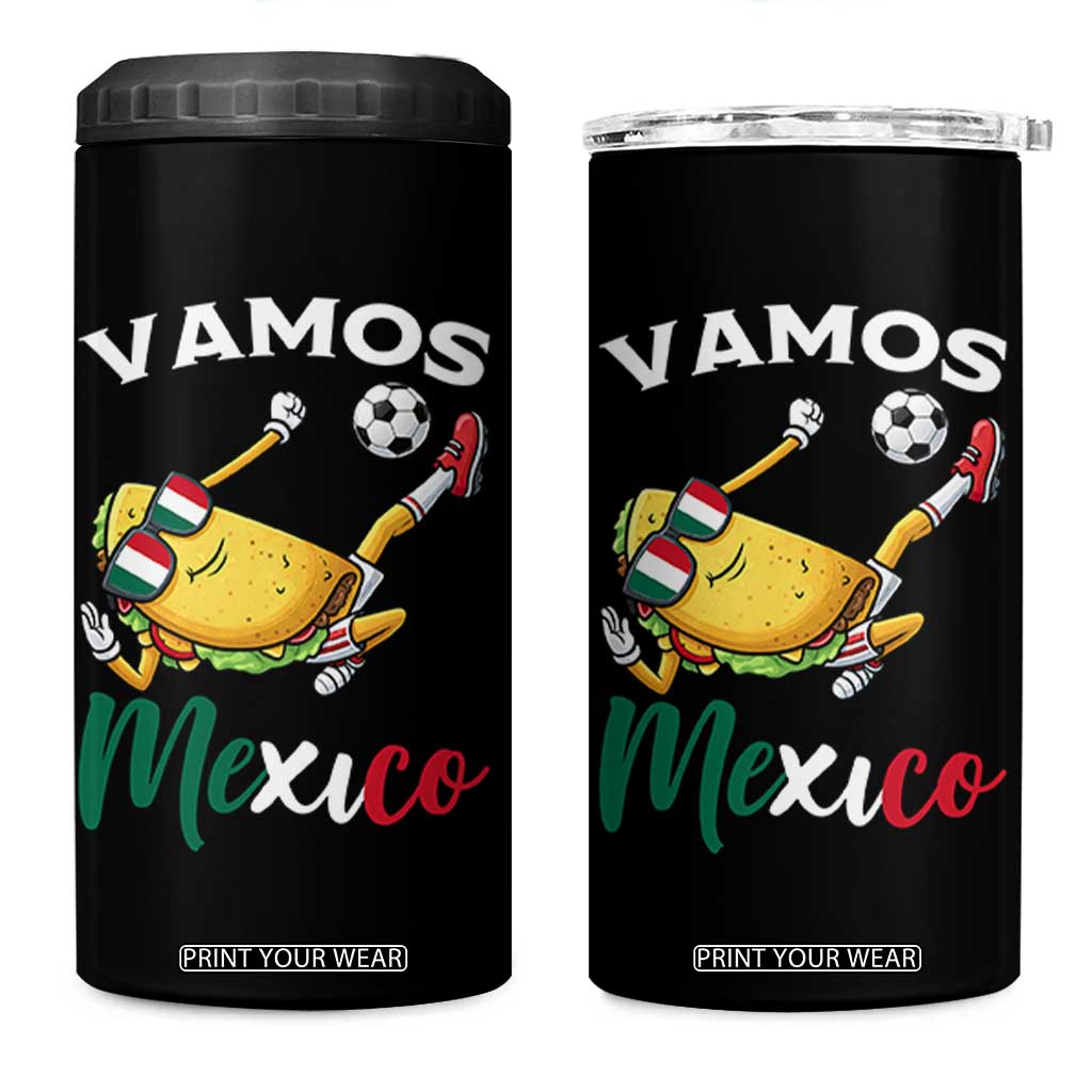 Vamos Mexico Taco Playing Soccer 4 in 1 Can Cooler Tumbler Mexican Fan Gift TS12 One Size: 16 oz Black Print Your Wear