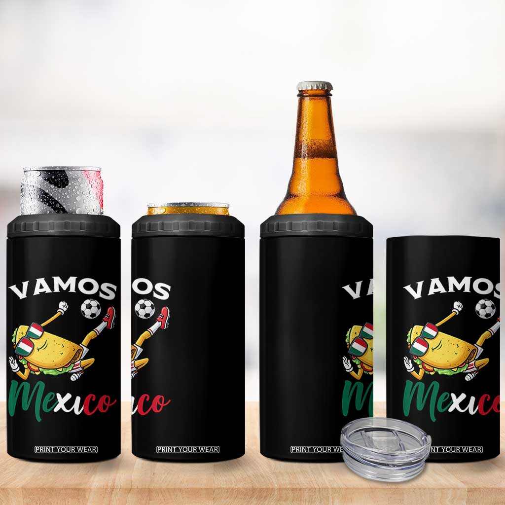 Vamos Mexico Taco Playing Soccer 4 in 1 Can Cooler Tumbler Mexican Fan Gift TS12 Print Your Wear