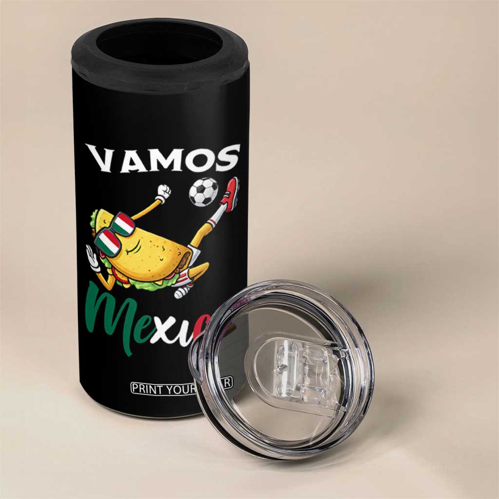 Vamos Mexico Taco Playing Soccer 4 in 1 Can Cooler Tumbler Mexican Fan Gift TS12 Print Your Wear
