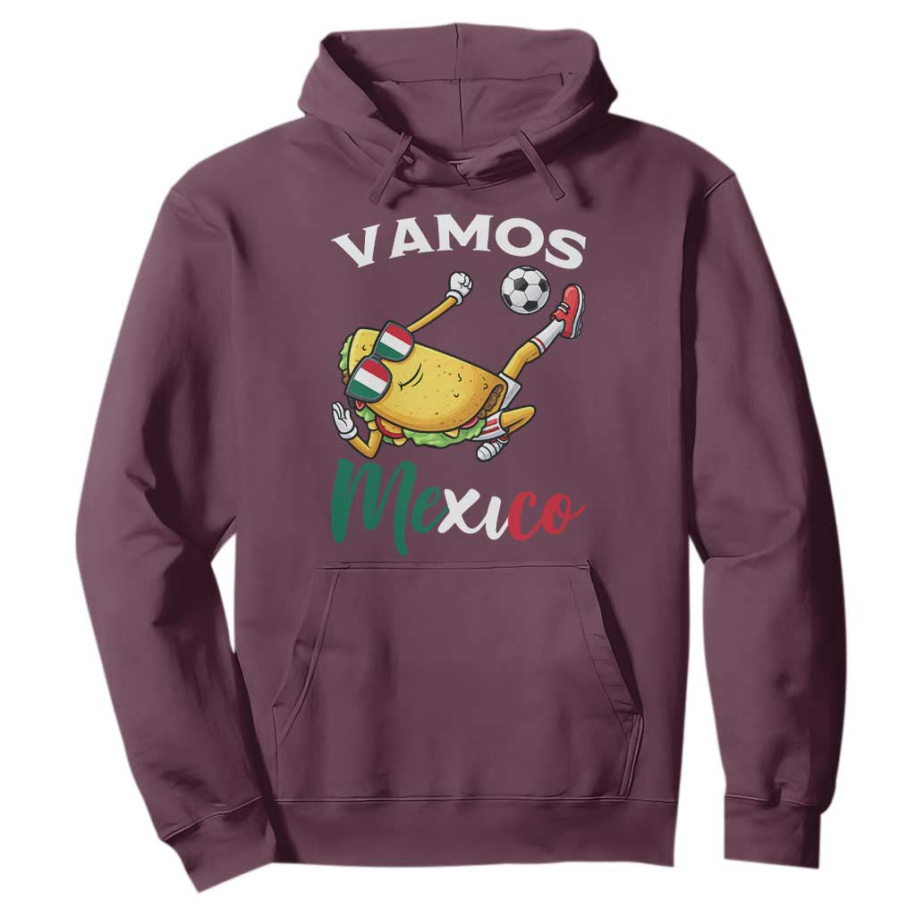 Vamos Mexico Taco Playing Soccer Hoodie Mexican Fan Gift TS12 Maroon Print Your Wear