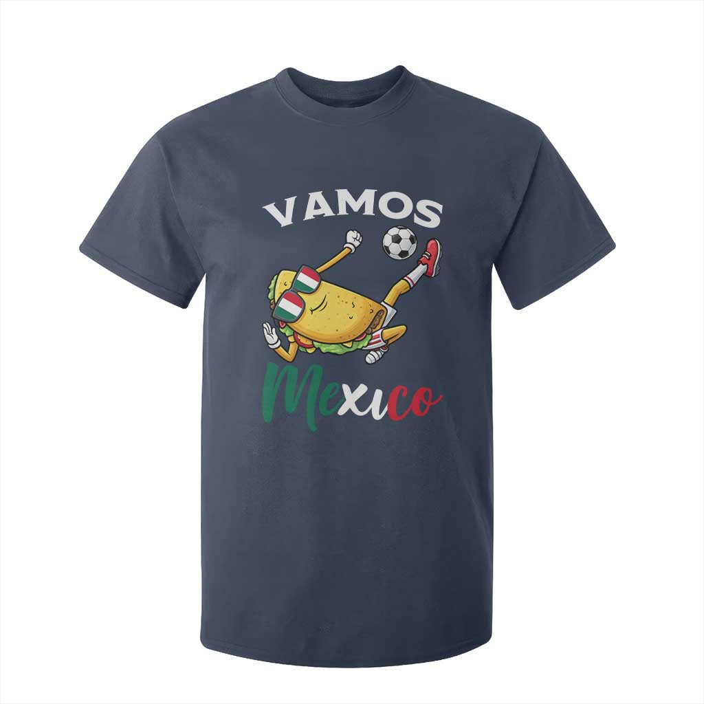 Vamos Mexico Taco Playing Soccer T Shirt For Kid Mexican Fan Gift TS12 Navy Print Your Wear