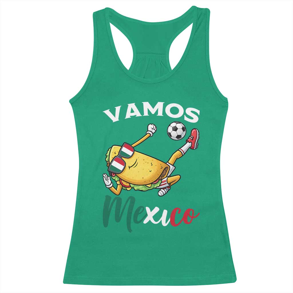 Vamos Mexico Taco Playing Soccer Racerback Tank Top Mexican Fan Gift TS12 Irish Green Print Your Wear