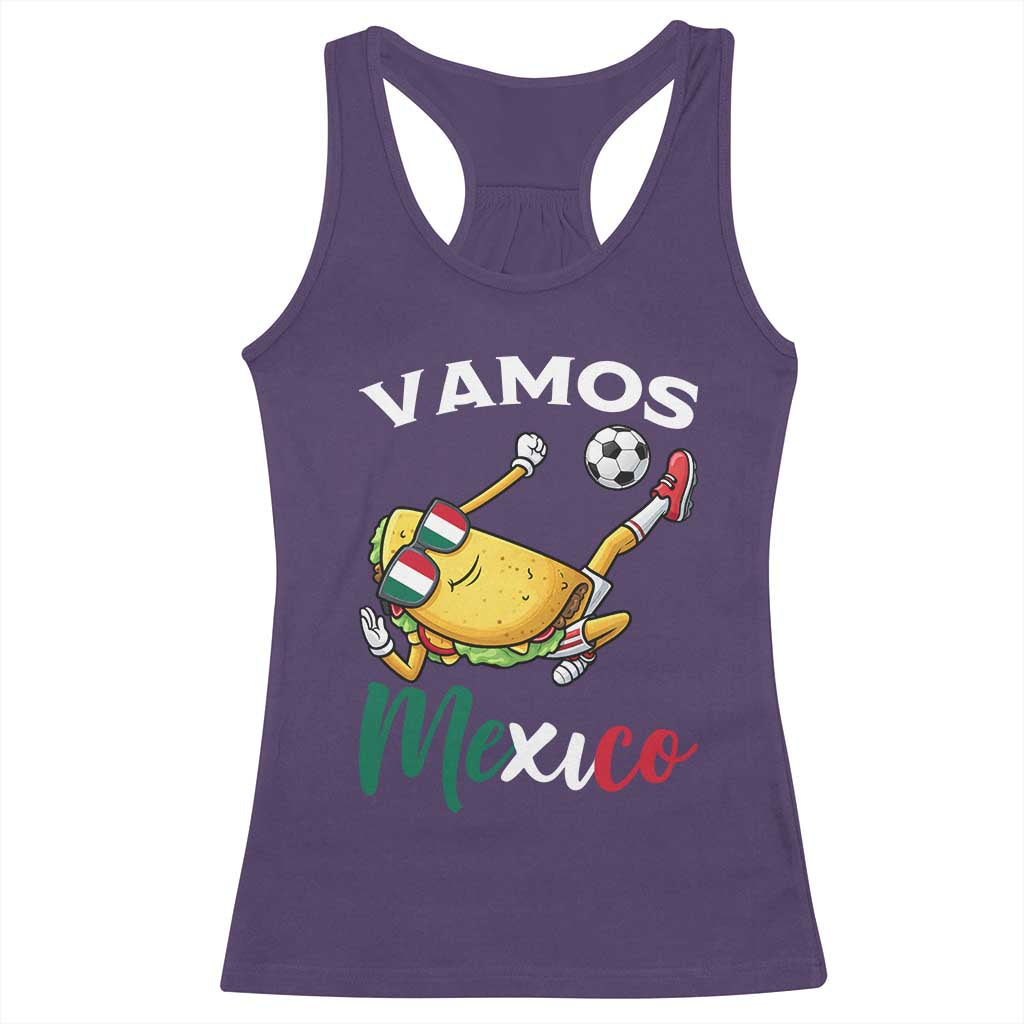Vamos Mexico Taco Playing Soccer Racerback Tank Top Mexican Fan Gift TS12 Purple Print Your Wear