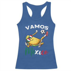 Vamos Mexico Taco Playing Soccer Racerback Tank Top Mexican Fan Gift TS12 Royal Blue Print Your Wear