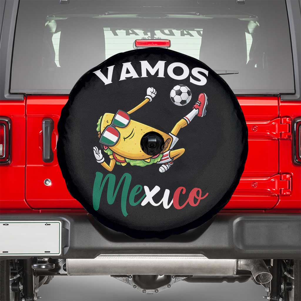 Vamos Mexico Taco Playing Soccer Spare Tire Cover Mexican Fan Gift TS12 Black Print Your Wear