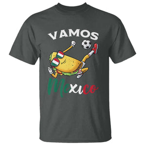 Vamos Mexico Taco Playing Soccer T Shirt Mexican Fan Gift TS12 Dark Heather Print Your Wear