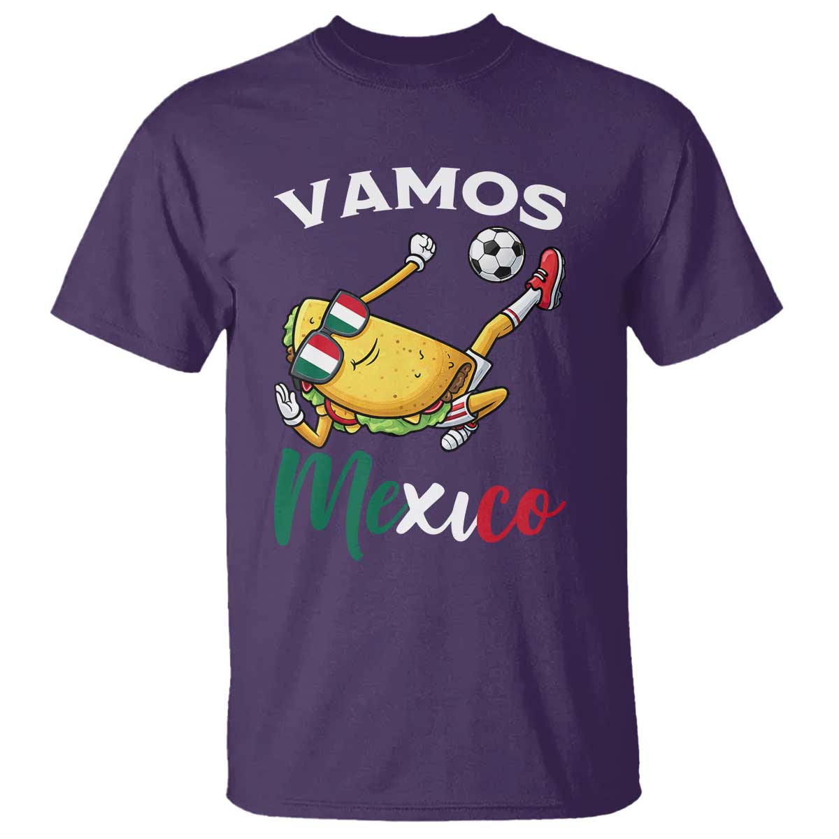 Vamos Mexico Taco Playing Soccer T Shirt Mexican Fan Gift TS12 Purple Print Your Wear