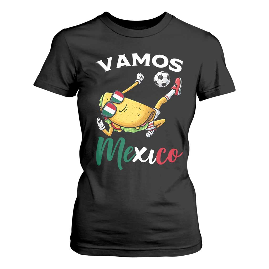 Vamos Mexico Taco Playing Soccer T Shirt For Women Mexican Fan Gift TS12 Black Print Your Wear