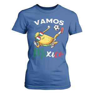 Vamos Mexico Taco Playing Soccer T Shirt For Women Mexican Fan Gift TS12 Royal Blue Print Your Wear