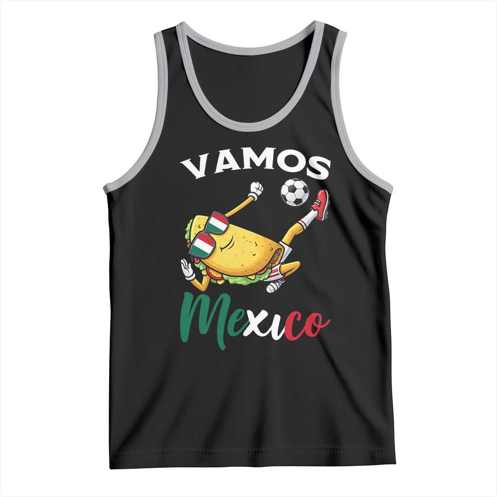 Vamos Mexico Taco Playing Soccer Tank Top Mexican Fan Gift TS12 Black Athletic Heather Print Your Wear