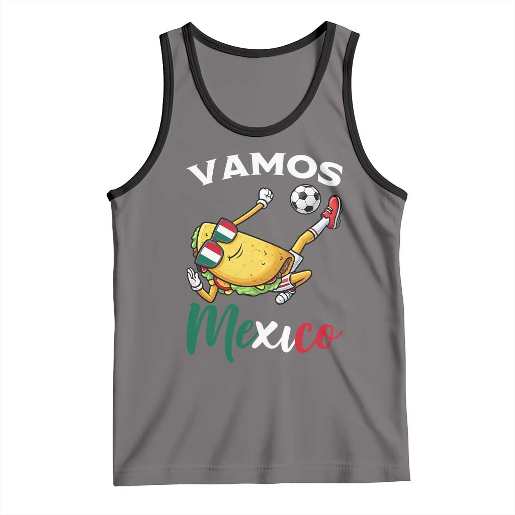Vamos Mexico Taco Playing Soccer Tank Top Mexican Fan Gift TS12 Deep Heather Black Print Your Wear