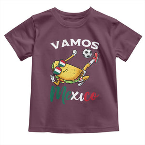 Vamos Mexico Taco Playing Soccer Toddler T Shirt Mexican Fan Gift TS12 Maroon Print Your Wear