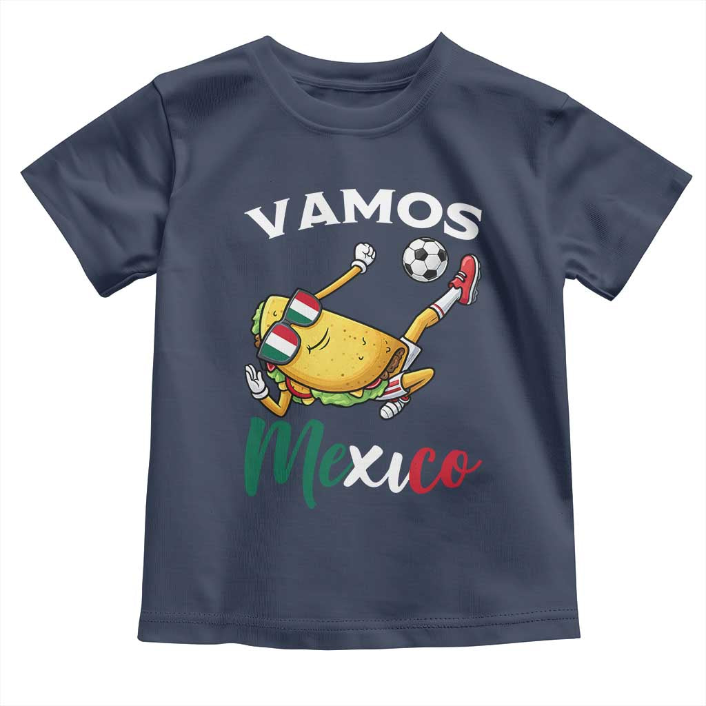 Vamos Mexico Taco Playing Soccer Toddler T Shirt Mexican Fan Gift TS12 Navy Print Your Wear