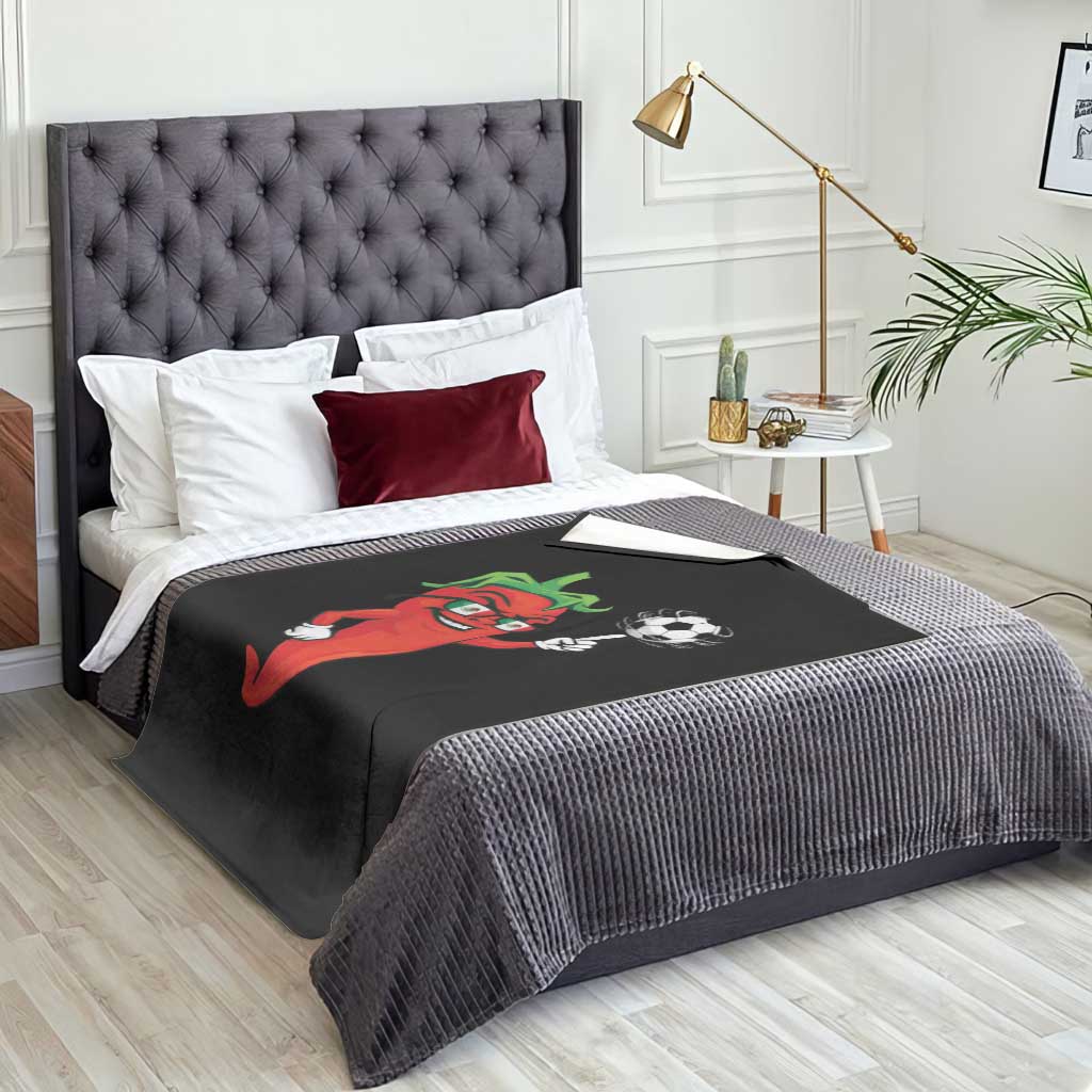 Cool Chili Pepper Soccer Player Throw Blanket Mexican Spicy Food Lover TS12 Print Your Wear