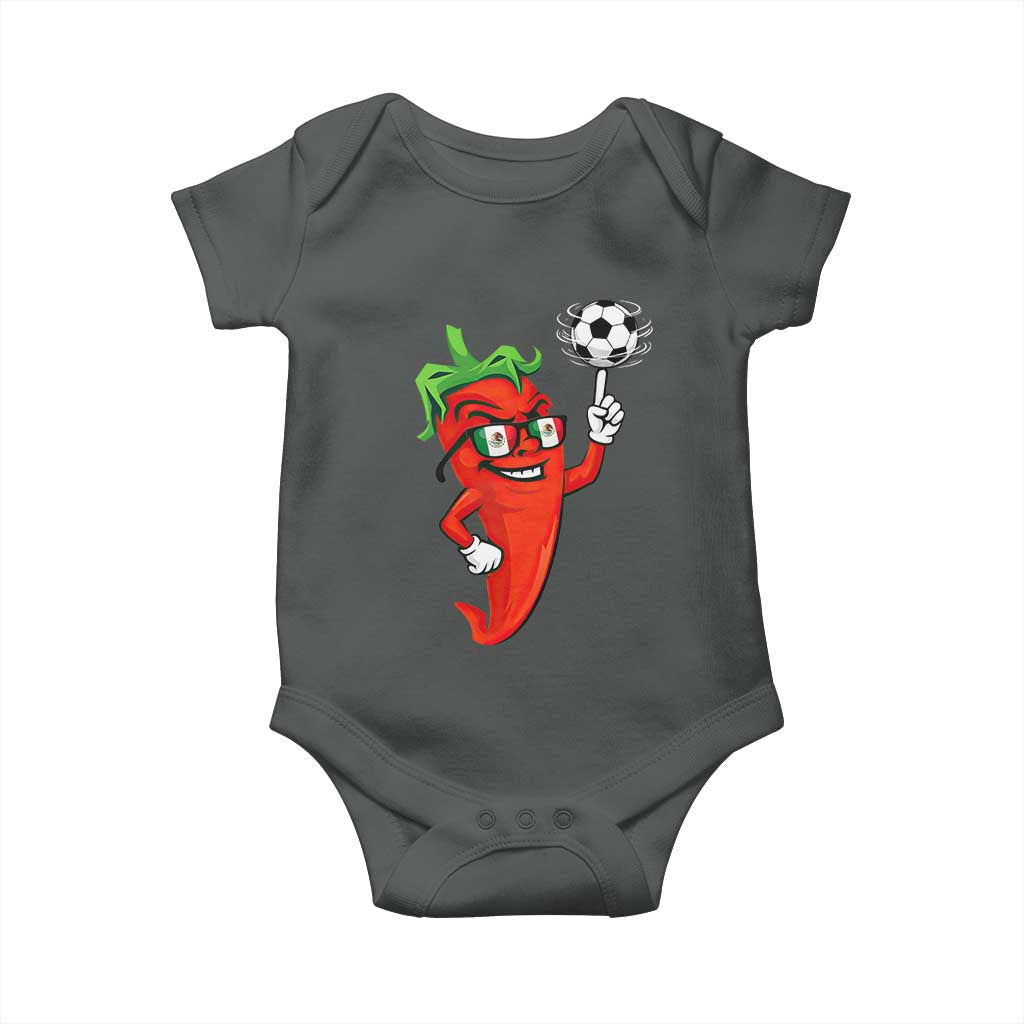 Cool Chili Pepper Soccer Player Baby Onesie Mexican Spicy Food Lover TS12 Dark Heather Print Your Wear