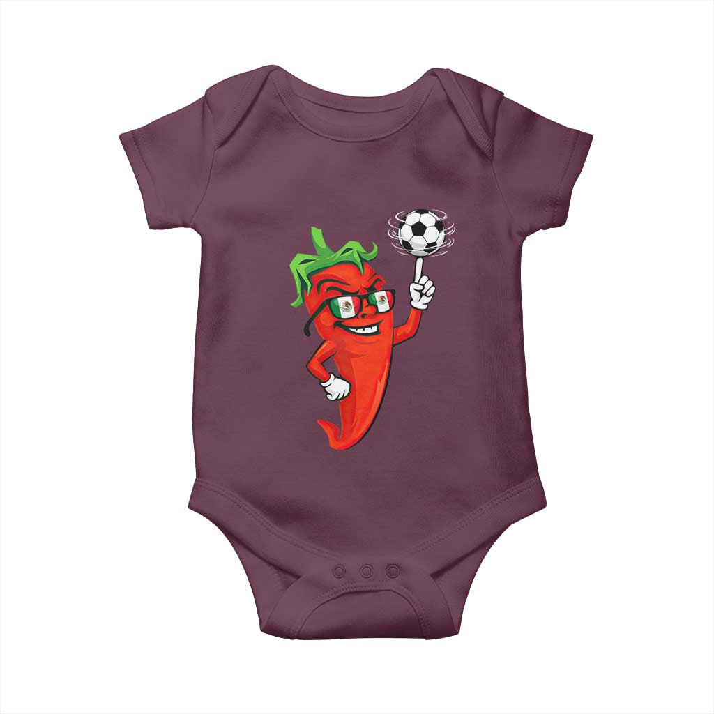 Cool Chili Pepper Soccer Player Baby Onesie Mexican Spicy Food Lover TS12 Maroon Print Your Wear
