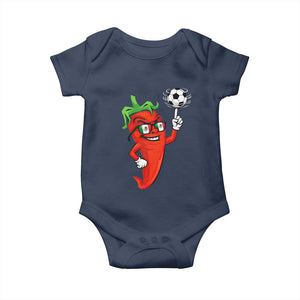 Cool Chili Pepper Soccer Player Baby Onesie Mexican Spicy Food Lover TS12 Navy Print Your Wear