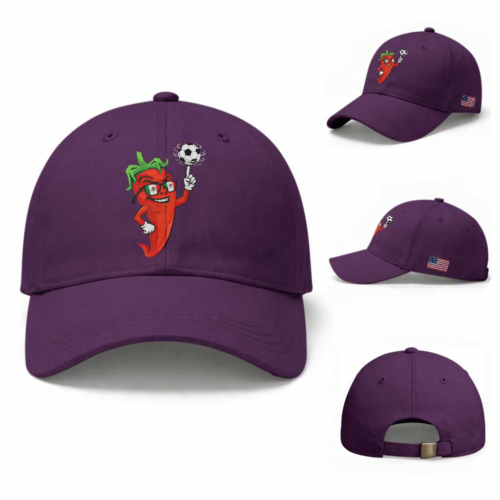 Cool Chili Pepper Soccer Player Baseball Cap Mexican Spicy Food Lover TS12 Baseball Cap Universal Fit Purple Print Your Wear
