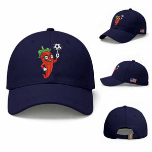 Cool Chili Pepper Soccer Player Baseball Cap Mexican Spicy Food Lover TS12 Baseball Cap Universal Fit Dark Blue Print Your Wear