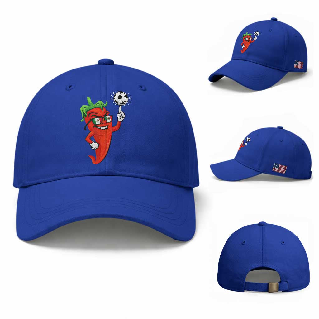 Cool Chili Pepper Soccer Player Baseball Cap Mexican Spicy Food Lover TS12 Baseball Cap Universal Fit Royal Blue Print Your Wear