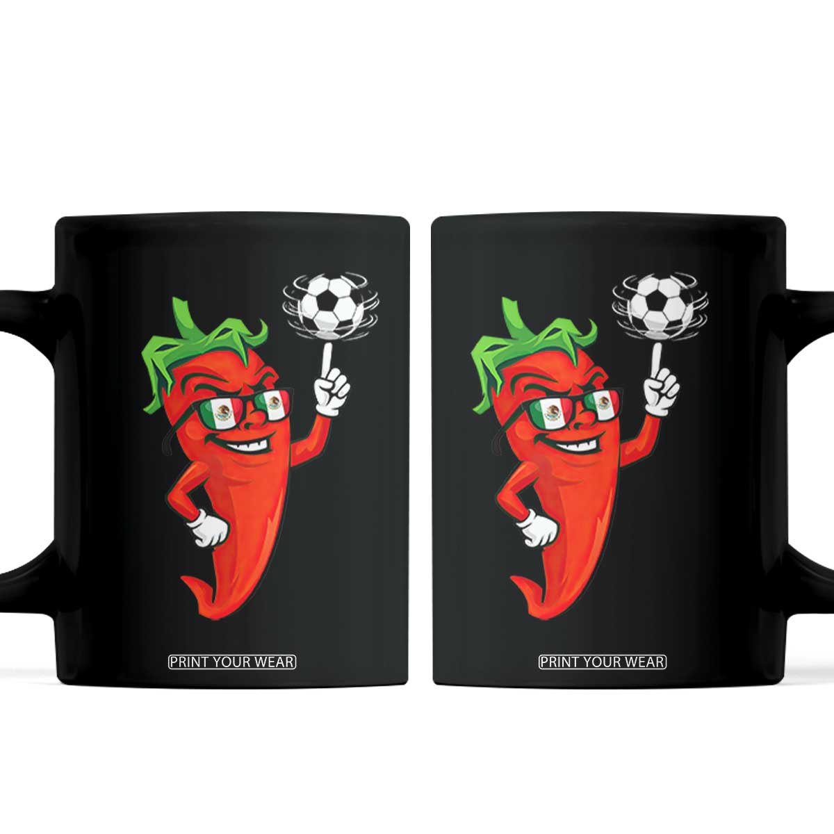 Cool Chili Pepper Soccer Player Coffee Mug Mexican Spicy Food Lover TS12 Black Print Your Wear