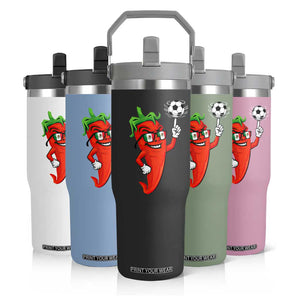 Cool Chili Pepper Soccer Player Flip Straw Tumbler Mexican Spicy Food Lover TS12 Print Your Wear