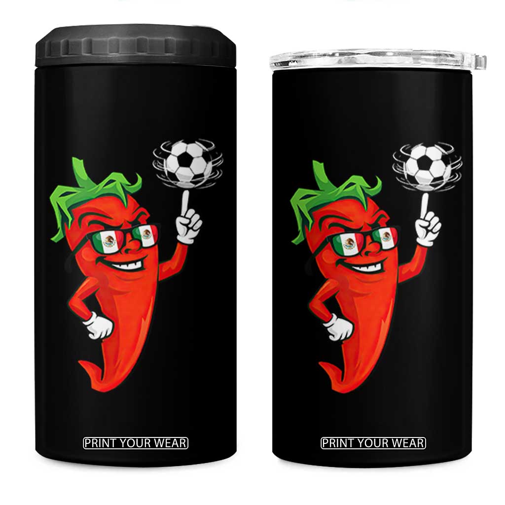 Cool Chili Pepper Soccer Player 4 in 1 Can Cooler Tumbler Mexican Spicy Food Lover TS12 One Size: 16 oz Black Print Your Wear