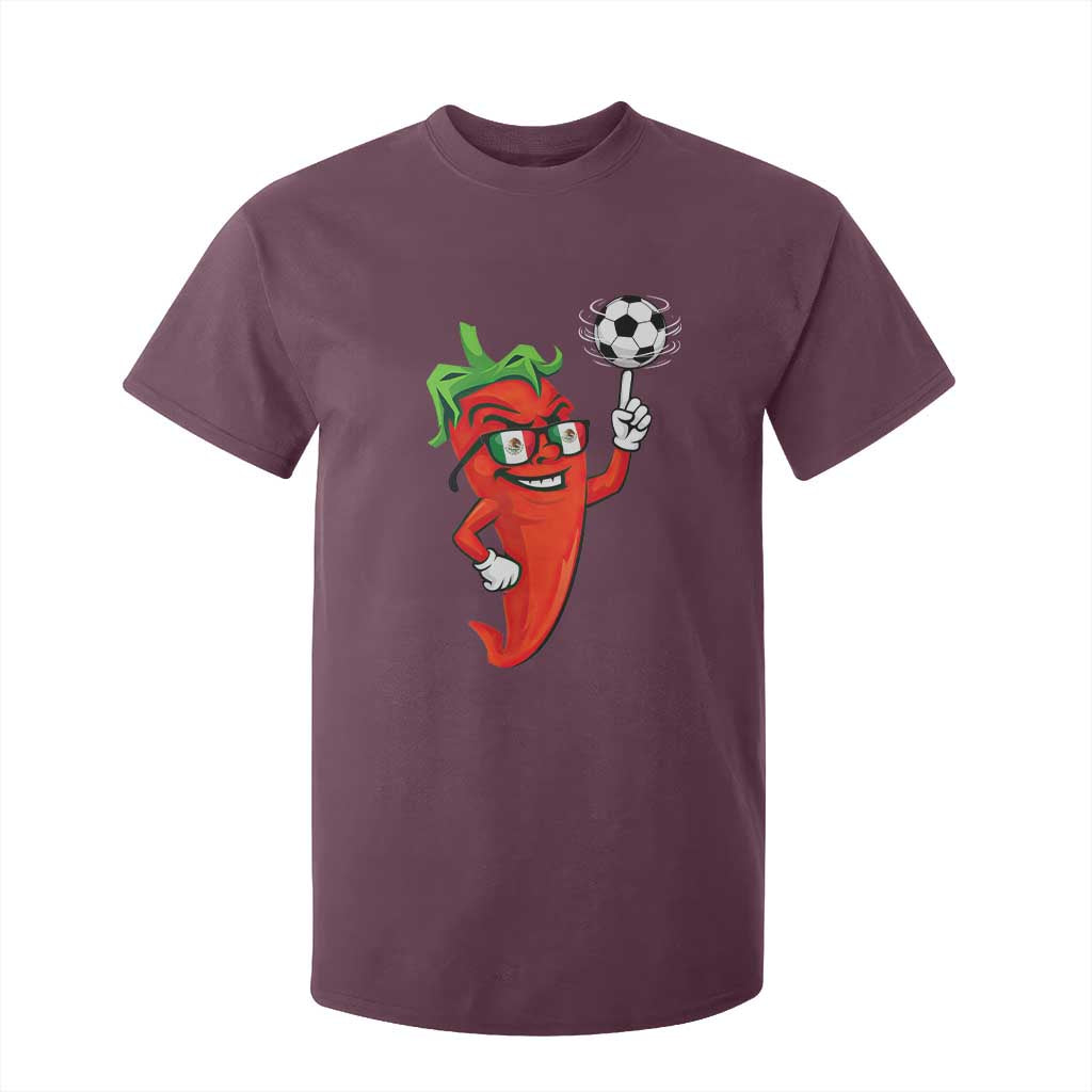 Cool Chili Pepper Soccer Player T Shirt For Kid Mexican Spicy Food Lover TS12 Maroon Print Your Wear