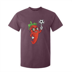 Cool Chili Pepper Soccer Player T Shirt For Kid Mexican Spicy Food Lover TS12 Maroon Print Your Wear