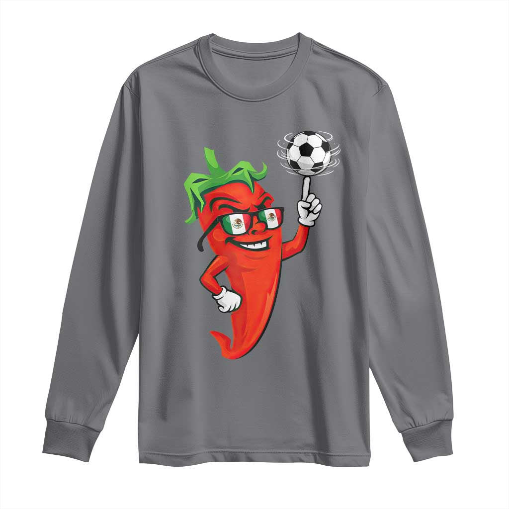 Cool Chili Pepper Soccer Player Long Sleeve Shirt Mexican Spicy Food Lover TS12 Charcoal Print Your Wear