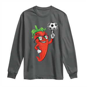 Cool Chili Pepper Soccer Player Long Sleeve Shirt Mexican Spicy Food Lover TS12 Dark Heather Print Your Wear