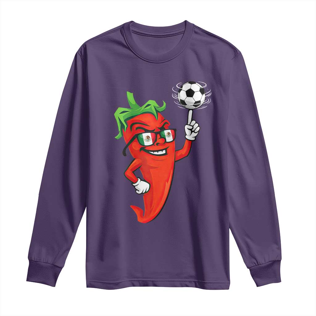 Cool Chili Pepper Soccer Player Long Sleeve Shirt Mexican Spicy Food Lover TS12 Purple Print Your Wear