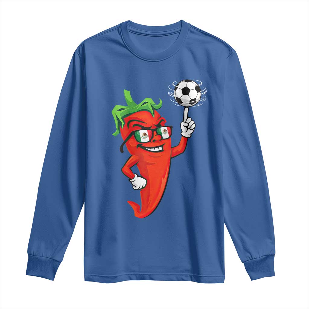 Cool Chili Pepper Soccer Player Long Sleeve Shirt Mexican Spicy Food Lover TS12 Royal Blue Print Your Wear