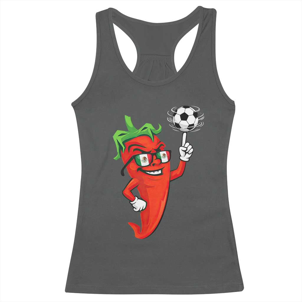 Cool Chili Pepper Soccer Player Racerback Tank Top Mexican Spicy Food Lover TS12 Dark Heather Print Your Wear