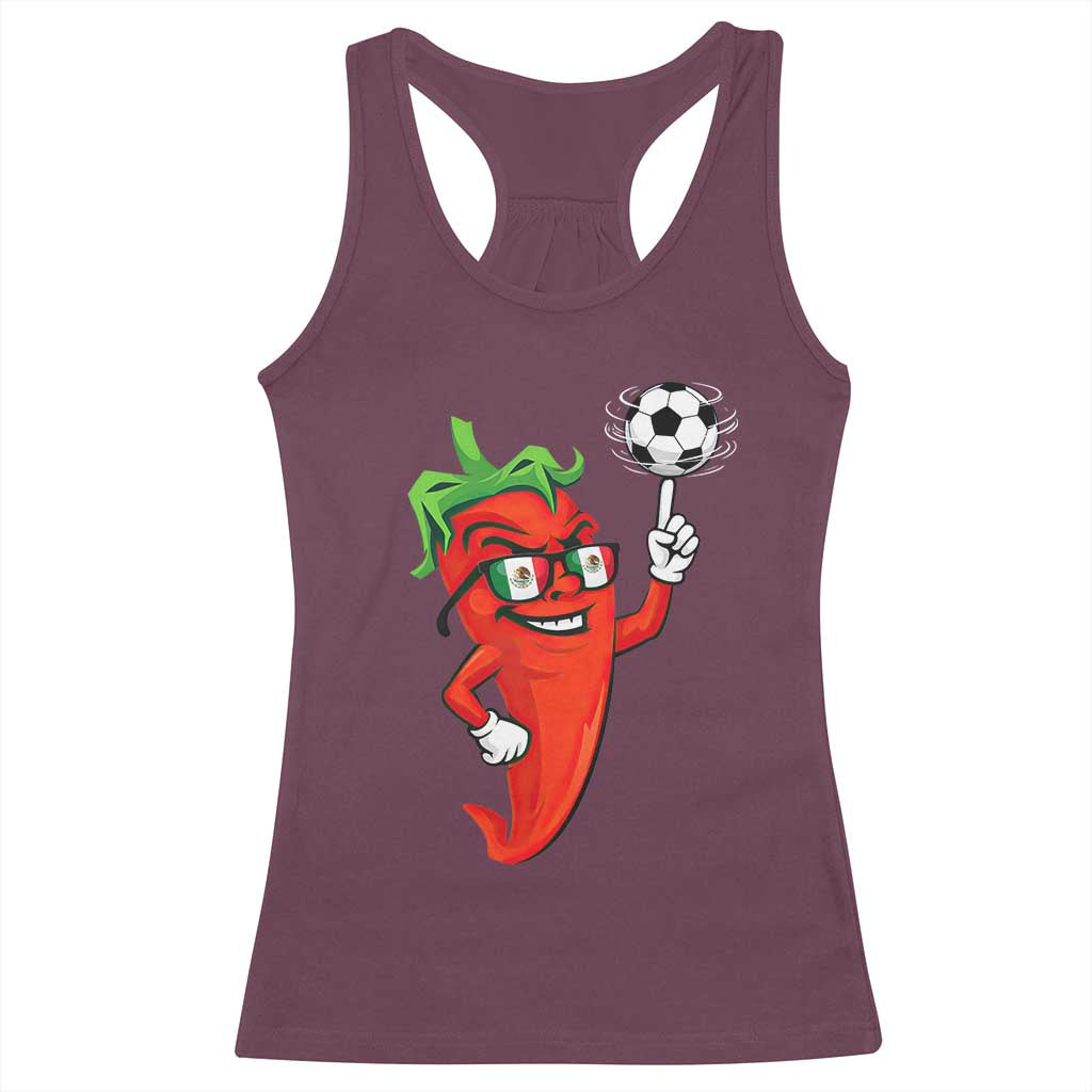 Cool Chili Pepper Soccer Player Racerback Tank Top Mexican Spicy Food Lover TS12 Maroon Print Your Wear