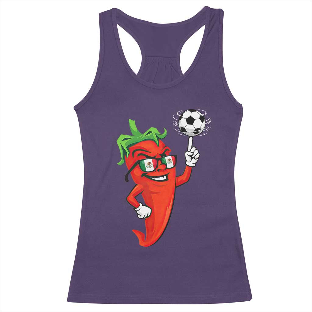 Cool Chili Pepper Soccer Player Racerback Tank Top Mexican Spicy Food Lover TS12 Purple Print Your Wear
