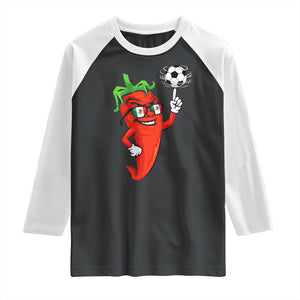 Cool Chili Pepper Soccer Player Raglan Shirt Mexican Spicy Food Lover TS12 Black White Print Your Wear
