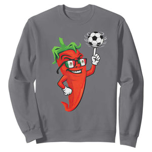 Cool Chili Pepper Soccer Player Sweatshirt Mexican Spicy Food Lover TS12 Charcoal Print Your Wear